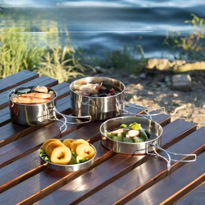 Portable Outdoor Cookware Set - Camping and Picnic Equipment with Boiling Pot