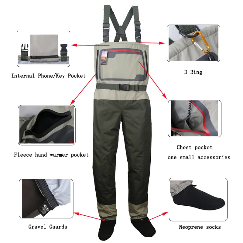 Men’s Fishing/Hunting Chest Waders - Breathable