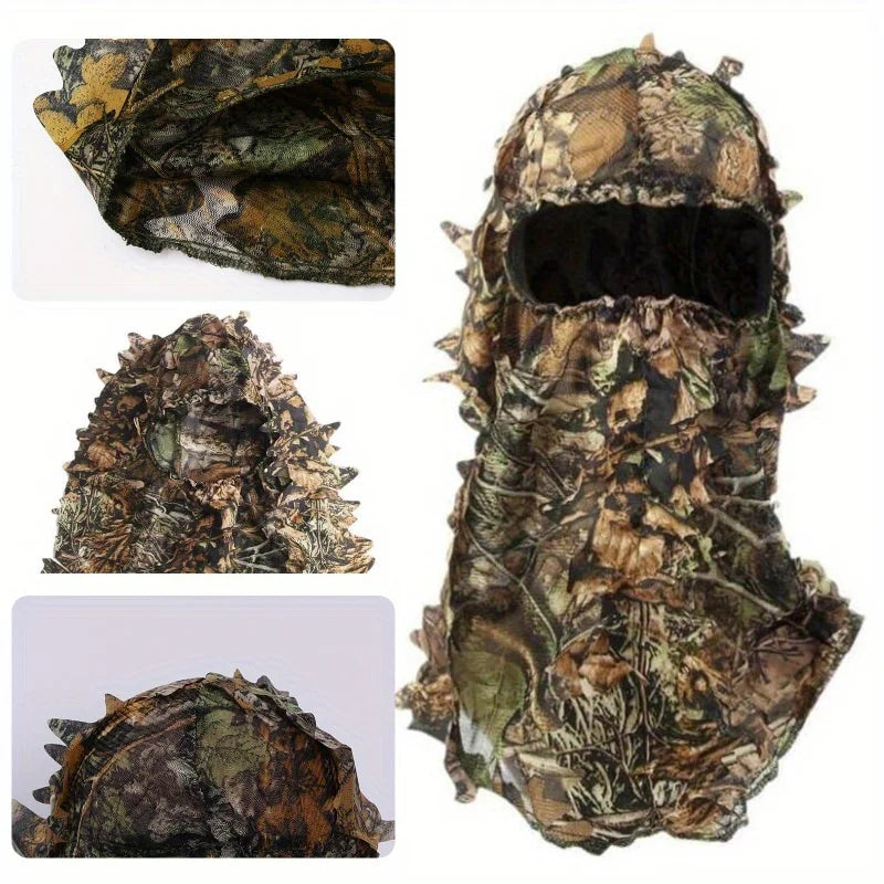 Camouflage Green Leaf Face Cover 
3D Face Mask