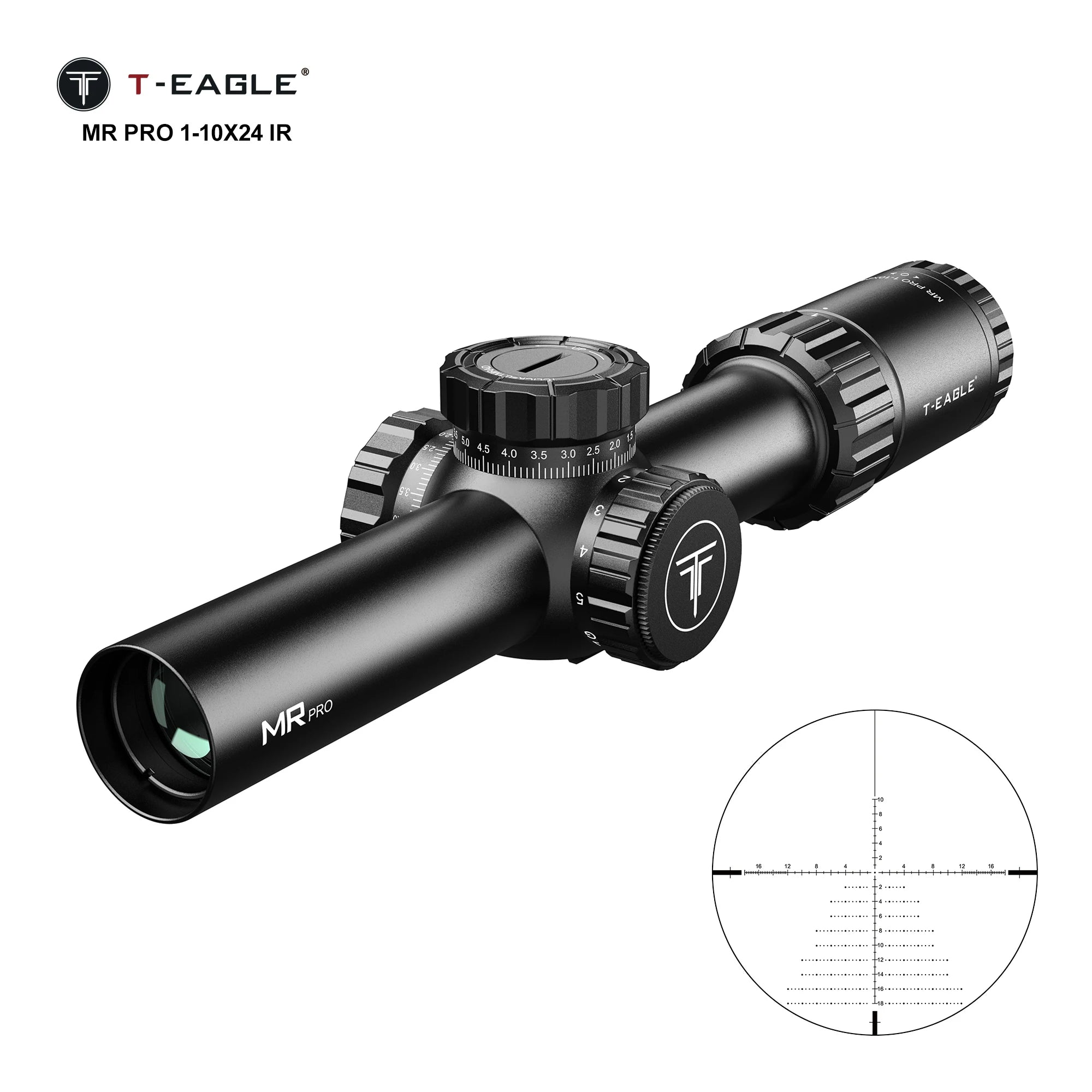 T-EAGLE MR Pro 1-10x24 IR Tactical Riflescope with Optical Collimator for Hunting and Airgun Use