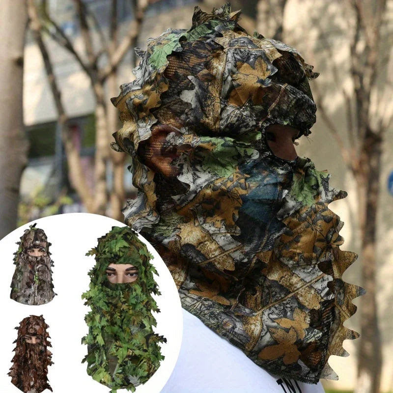 Camouflage Green Leaf Face Cover 
3D Face Mask