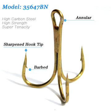 50 pcs Carbon Steel Treble Hooks