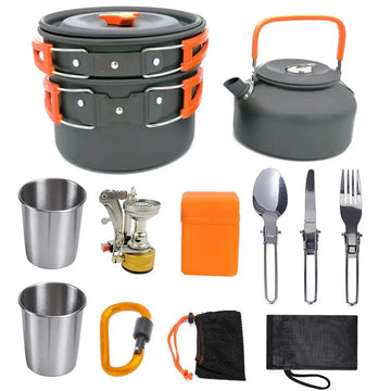 Camping Cookware Kit for Traveling, Trekking, Hiking Supplies