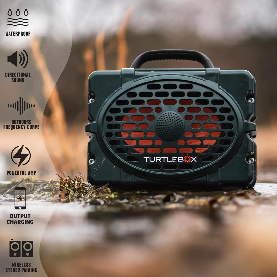 TurtleBox Gen 2: Loud! Waterproof Outdoor Bluetooth Speaker- Black