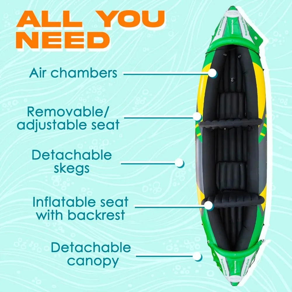 2-Person Inflatable Kayak with Detachable Sun Canopy