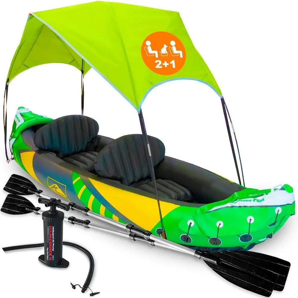 2-Person Inflatable Kayak with Detachable Sun Canopy