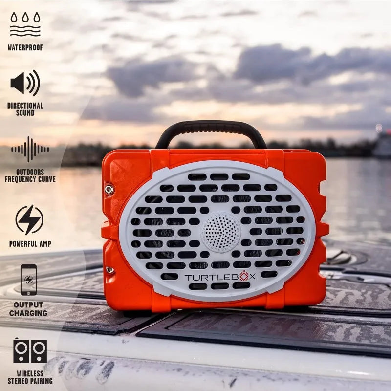 TurtleBox Gen 2: Loud! Waterproof Outdoor Bluetooth Speaker- Orange