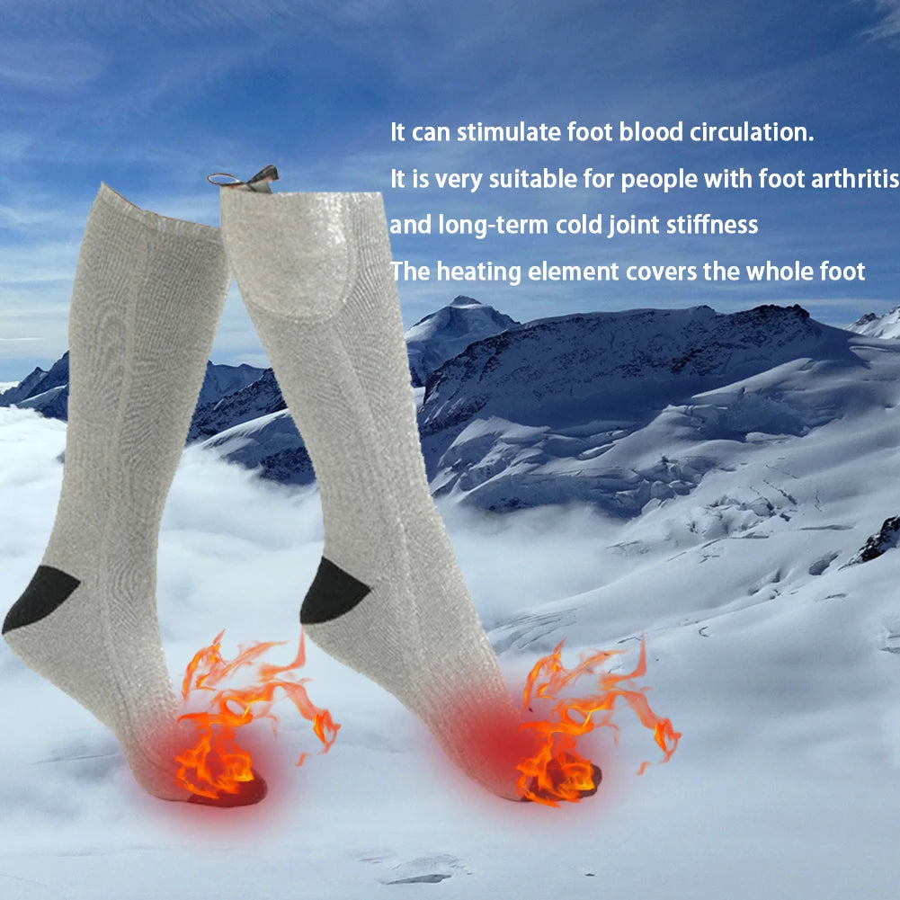 Electric Heated Socks - Battery Powered, Cold-Proof, 1/3 Gear for Outdoor Skiing, Hiking, and Cycling